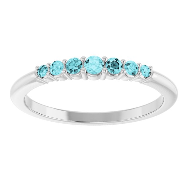 Sterling Silver Natural Blue Zircon Stackable Ring