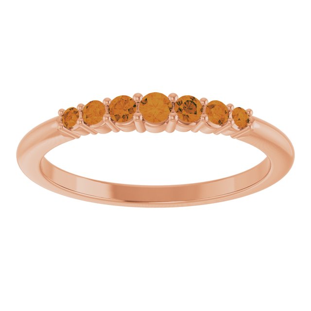 14K Rose Natural Citrine Stackable Ring