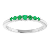 Sterling Silver Natural Emerald Stackable Ring