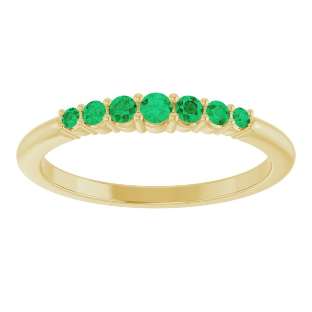 14K Yellow Natural Emerald Stackable Ring