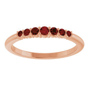 14K Rose Natural Mozambique Garnet Stackable Ring