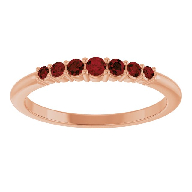14K Rose Natural Mozambique Garnet Stackable Ring