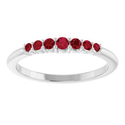 14K White Natural Ruby Stackable Ring