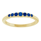 14K Yellow Natural Blue Sapphire Stackable Ring
