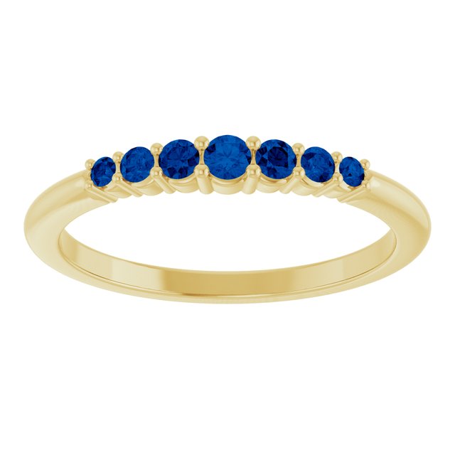 14K Yellow Natural Blue Sapphire Stackable Ring