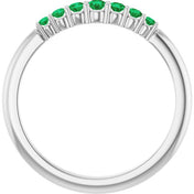 14K White Natural Emerald Stackable Ring - 72022:607:P