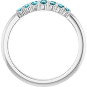 Platinum Natural Blue Zircon Stackable Ring