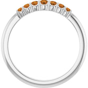 14K White Natural Citrine Stackable Ring - Stylish & Elegant