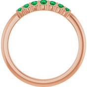 14K Rose Natural Emerald Stackable Ring