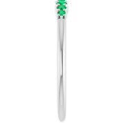 Platinum Natural Emerald Stackable Ring