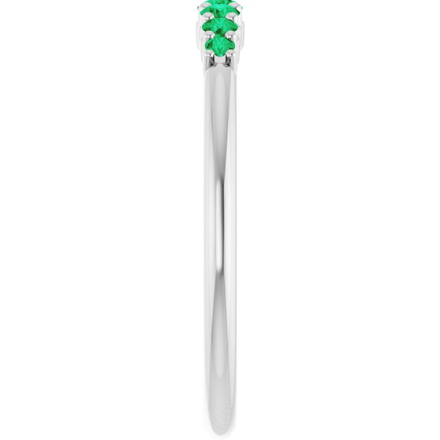 Platinum Natural Emerald Stackable Ring