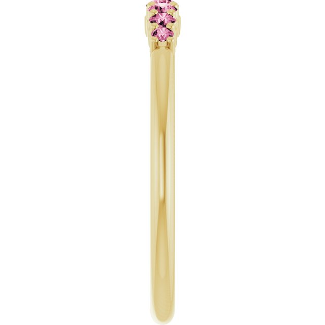 14K Yellow Natural Pink Tourmaline Stackable Ring