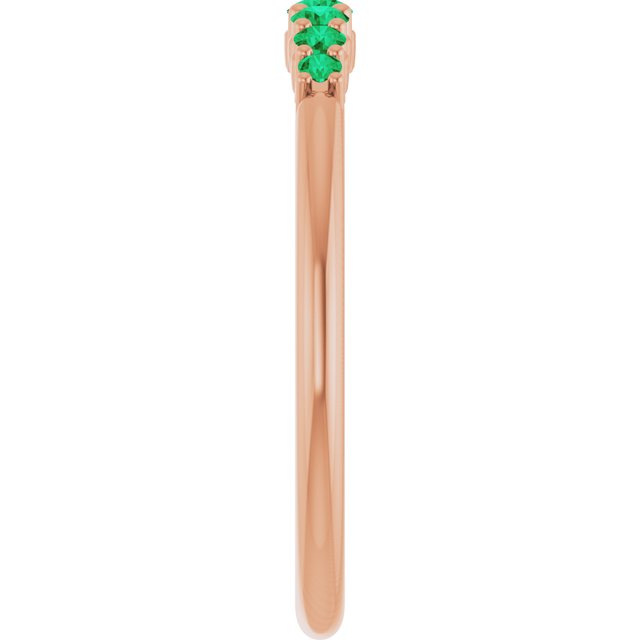 14K Rose Natural Emerald Stackable Ring
