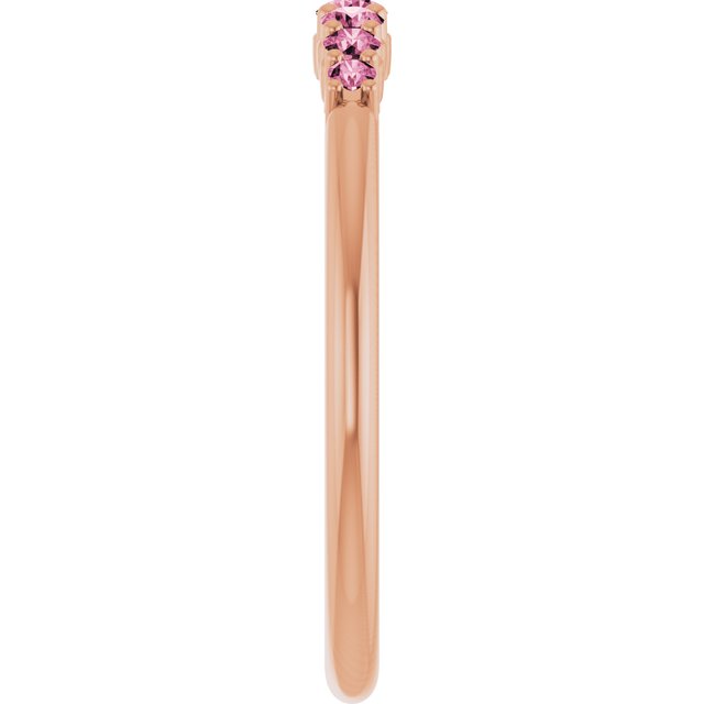 14K Rose Natural Pink Tourmaline Stackable Ring