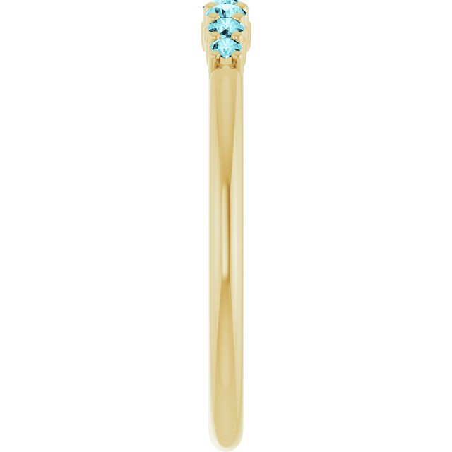 14K Yellow Natural Blue Zircon Stackable Ring