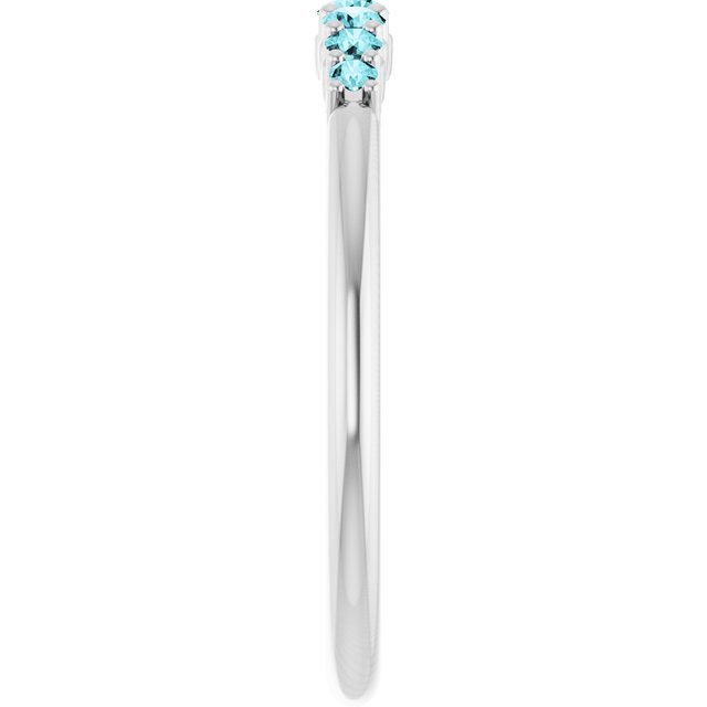 Sterling Silver Natural Blue Zircon Stackable Ring