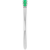14K White Natural Emerald Stackable Ring - 72022:607:P