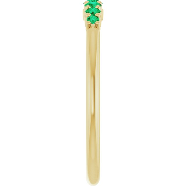 14K Yellow Natural Emerald Stackable Ring