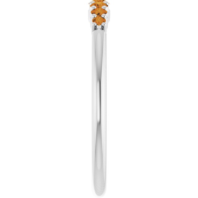 Platinum Natural Citrine Stackable Ring