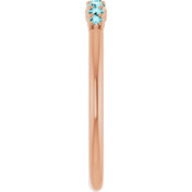 14K Rose Natural Blue Zircon Stackable Ring