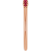 14K Rose Natural Ruby Stackable Ring