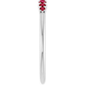 14K White Natural Ruby Stackable Ring