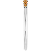 14K White Natural Citrine Stackable Ring - Stylish & Elegant