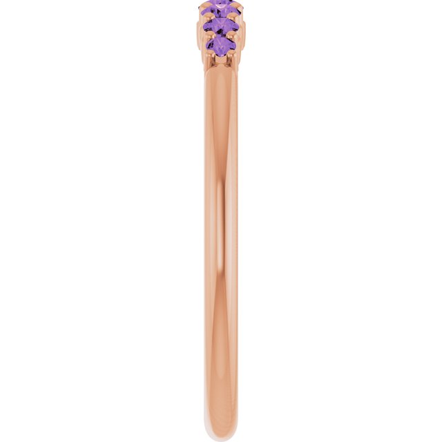 14K Rose Natural Amethyst Stackable Ring