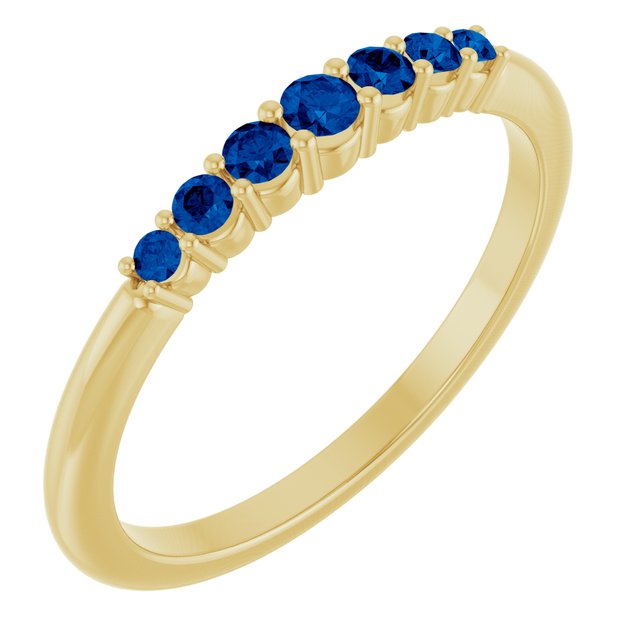 14K Yellow Natural Blue Sapphire Stackable Ring
