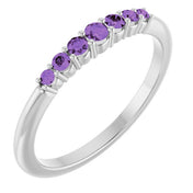 14K White Natural Amethyst Stackable Ring - Elegant Jewelry by [Brand Name] - Part #72022:602:P