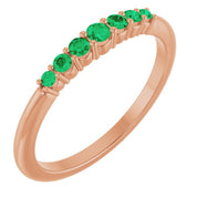 14K Rose Natural Emerald Stackable Ring