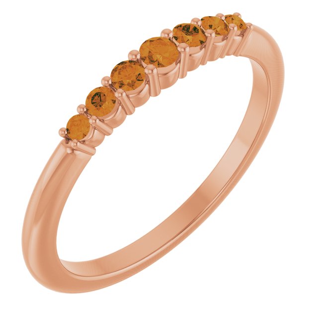 14K Rose Natural Citrine Stackable Ring