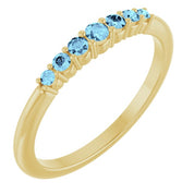 14K Yellow Natural Aquamarine Stackable Ring