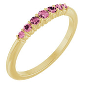 14K Yellow Natural Pink Tourmaline Stackable Ring