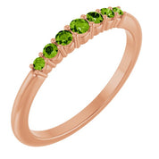 14K Rose Natural Peridot Stackable Ring