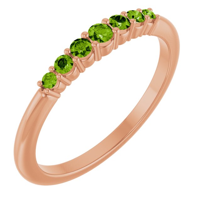 14K Rose Natural Peridot Stackable Ring