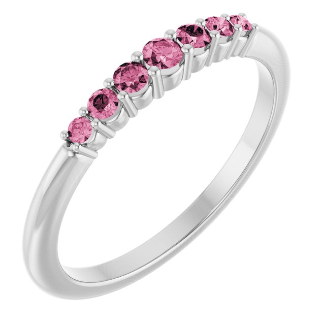 Sterling Silver Natural Pink Tourmaline Stackable Ring