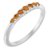 14K White Natural Citrine Stackable Ring - Stylish & Elegant