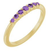 14K Yellow Natural Amethyst Stackable Ring