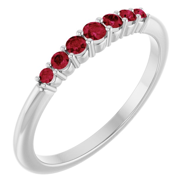 Sterling Silver Natural Ruby Stackable Ring