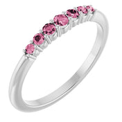 Platinum Natural Pink Tourmaline Stackable Ring