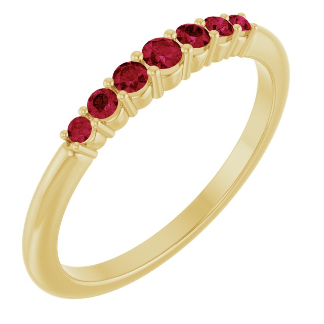 14K Yellow Natural Ruby Stackable Ring