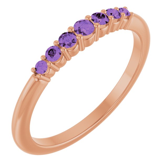 14K Rose Natural Amethyst Stackable Ring