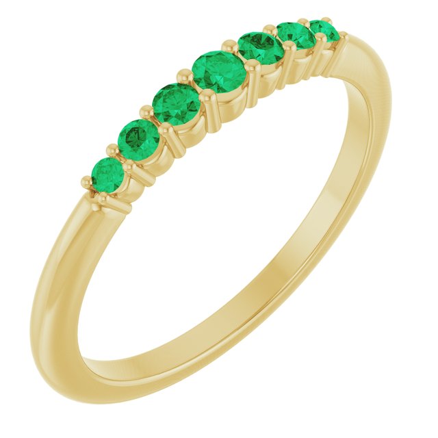 14K Yellow Natural Emerald Stackable Ring