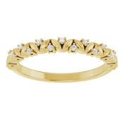 14K Yellow .08 CTW Natural Diamond Stackable Leaf Ring