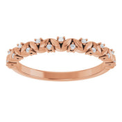 14K Rose .08 CTW Natural Diamond Stackable Leaf Ring