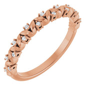 14K Rose .08 CTW Natural Diamond Stackable Leaf Ring
