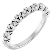 14K White .08 CTW Natural Diamond Stackable Leaf Ring