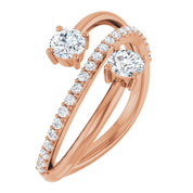14K Rose 3/4 CTW Lab-Grown Diamond Two-Stone Ring
