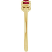 14K Yellow Natural Ruby Three-Stone Ring